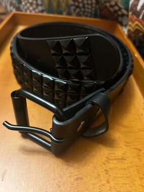 Studded Black Leather Belt